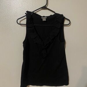Black Ruffled Sleeveless Top